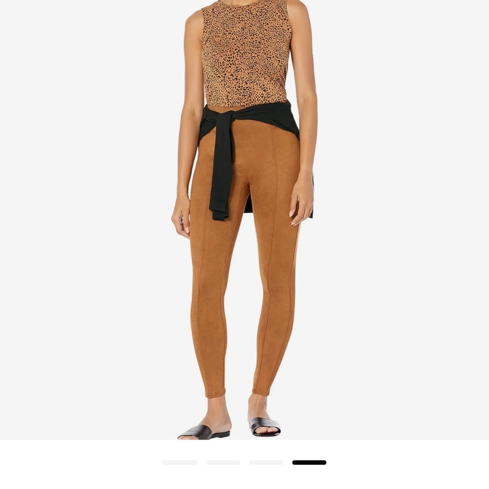 SPANX petite faux suede leggings in rick caramel